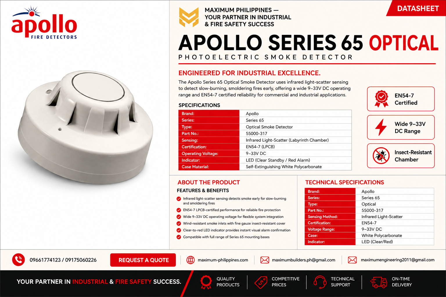 Series65a Photoelectric Smoke Detector Brochure