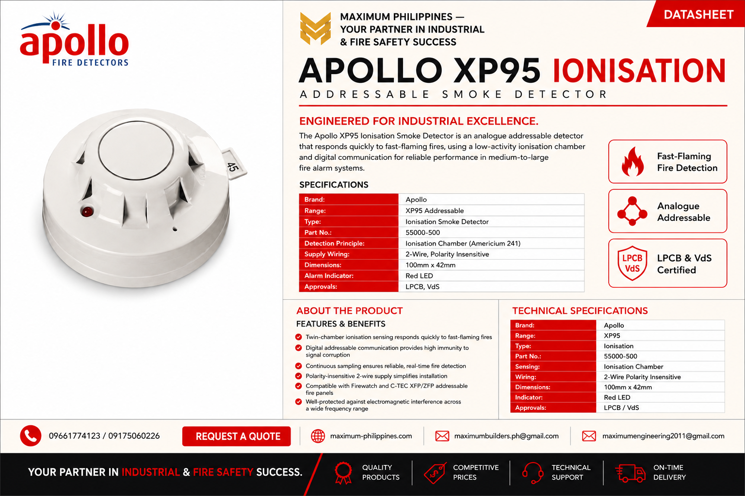 XP95 Ionisation Smoke Detector Brochure