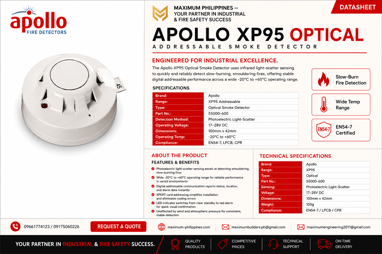 XP95 Photoelectric Smoke Detector Brochure