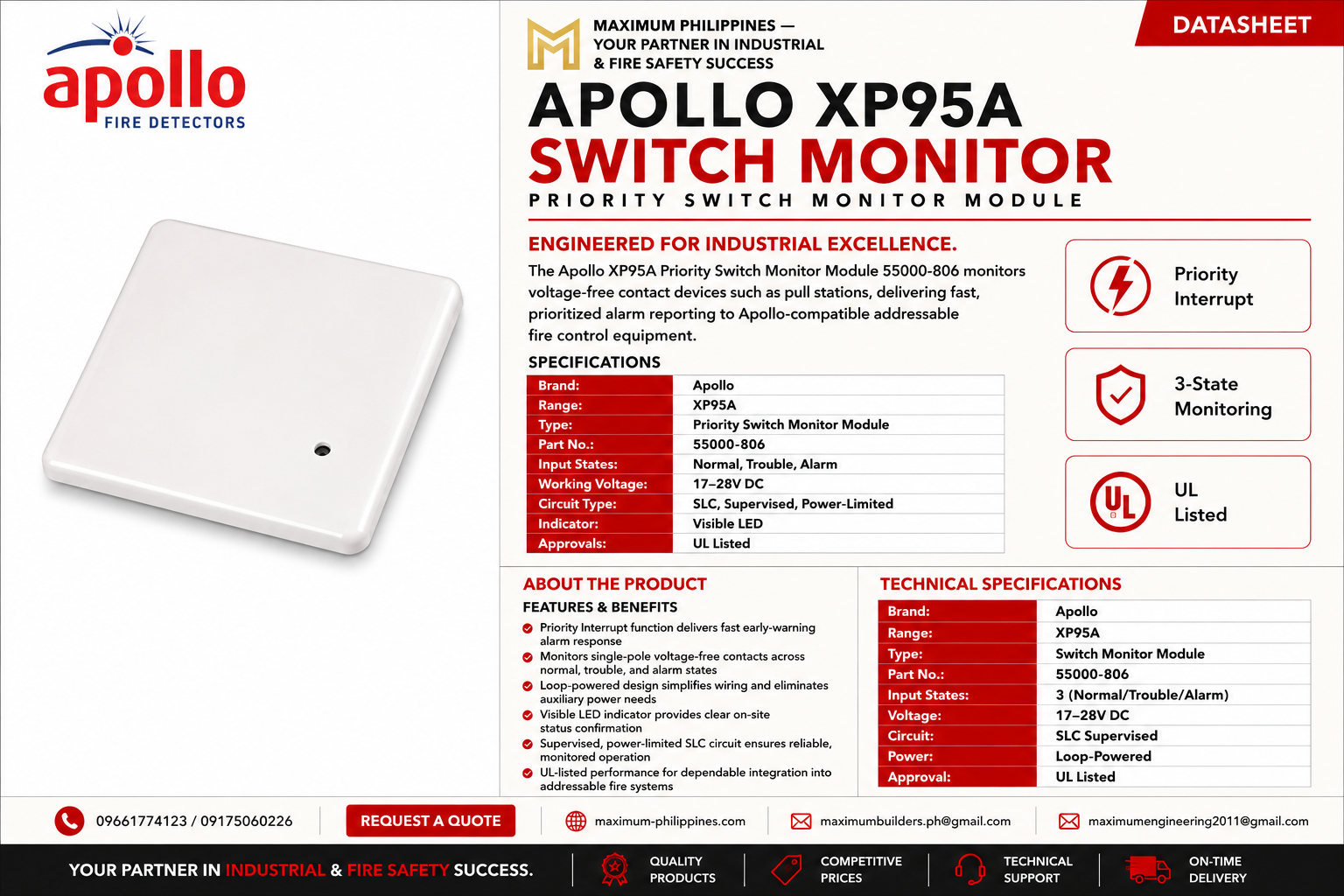 XP95a Switch Monitor Module 55000-806 Brochure