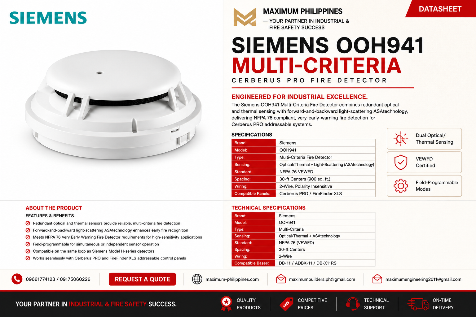 Siemens OOH941 Multi-Criteria Fire Detector Brochure