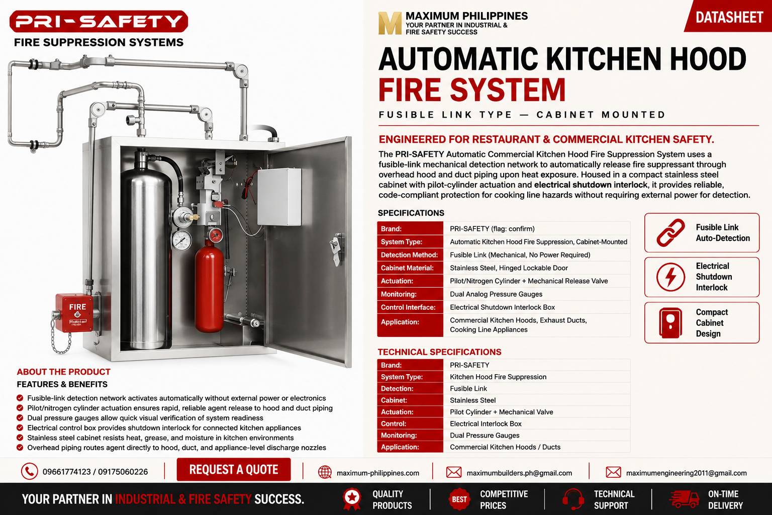 Automatic Commercial Kitchen Hood Fire System (Fusible Link Type) Brochure