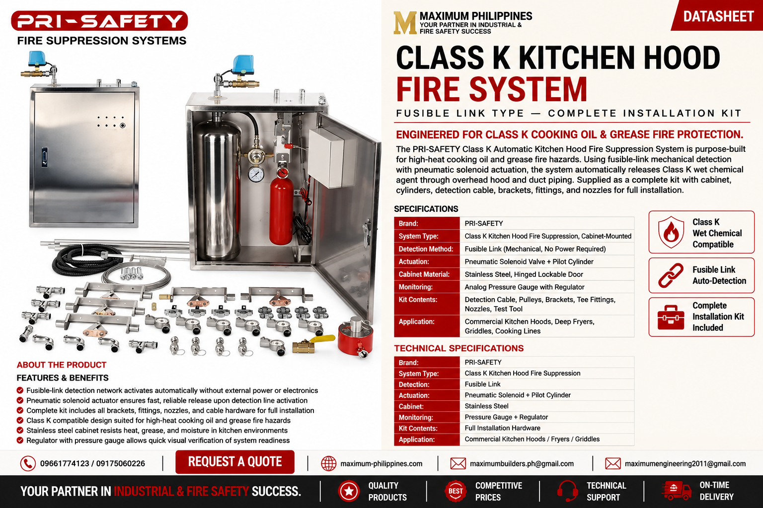 Class K Automatic Kitchen Hood Fire System (Fusible Link Type) Brochure