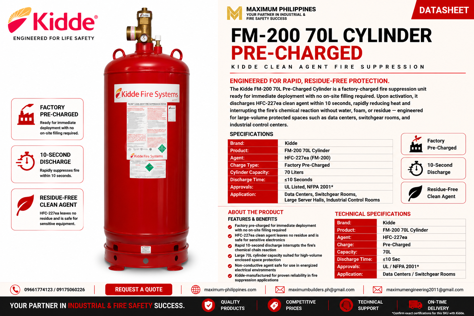 FM-200 70L Cylinder (Pre-Charged) Brochure