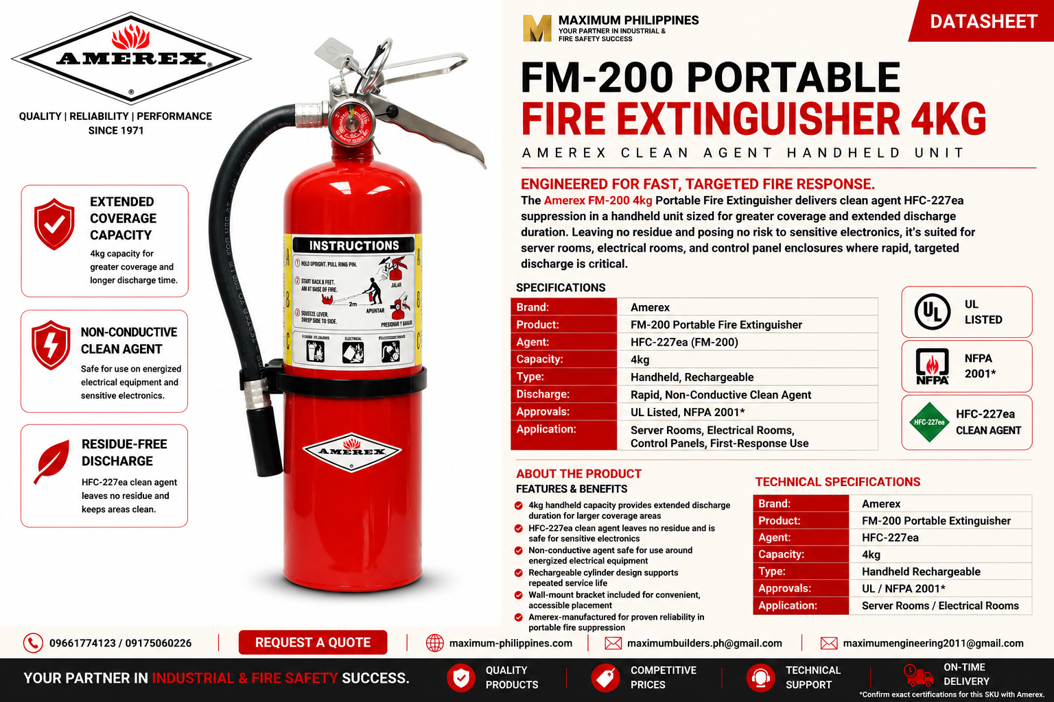 FM-200 Portable Fire Extinguisher 4kg Brochure