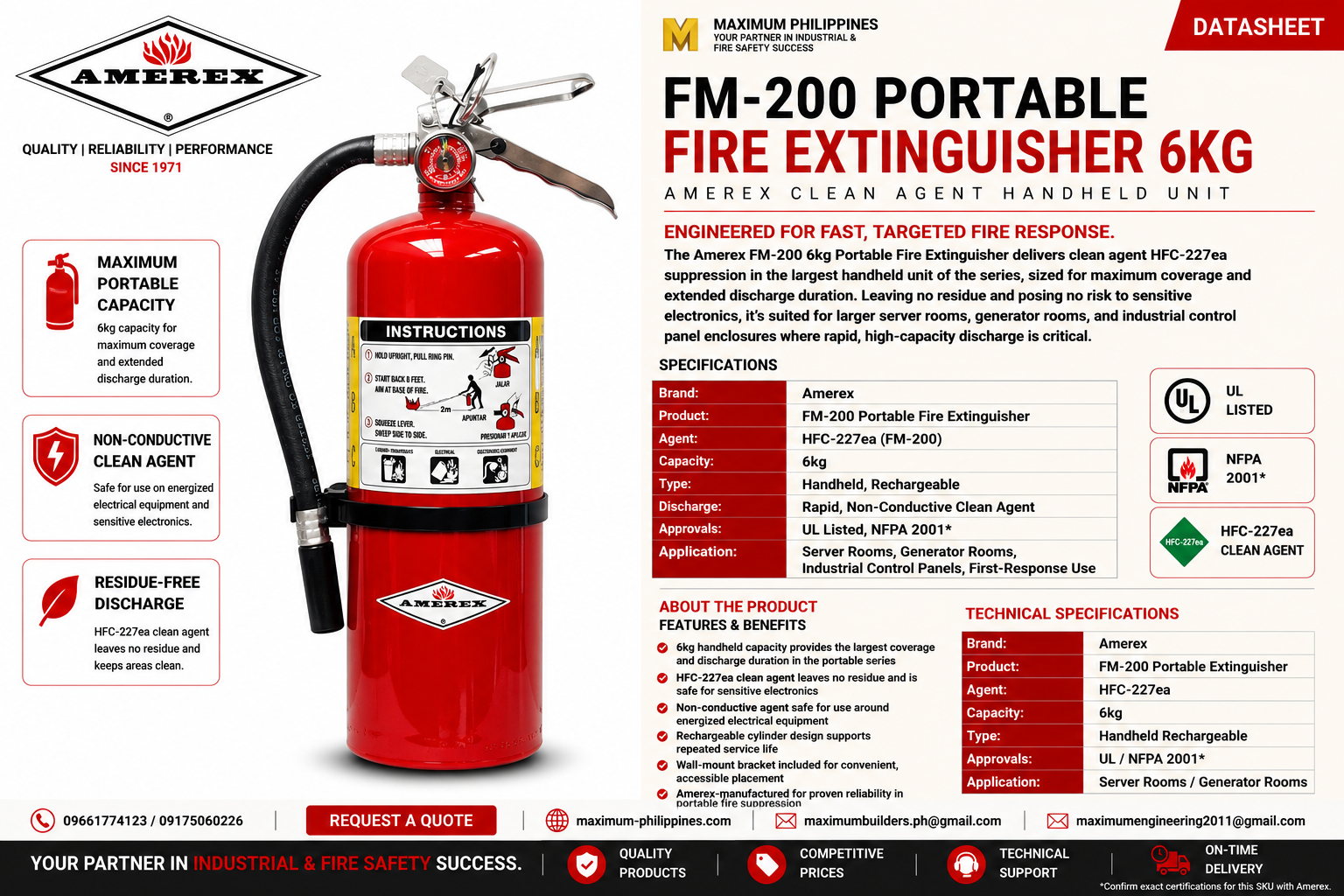 FM-200 Portable Fire Extinguisher 6kg Brochure