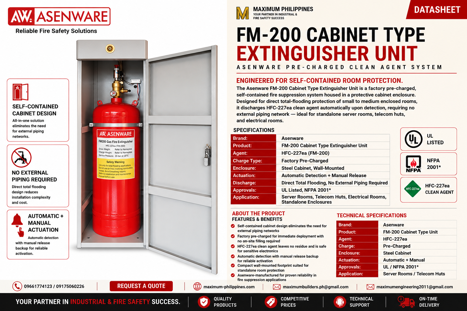 FM-200 Cabinet Type Extinguisher Unit (Pre-Charged) Brochure