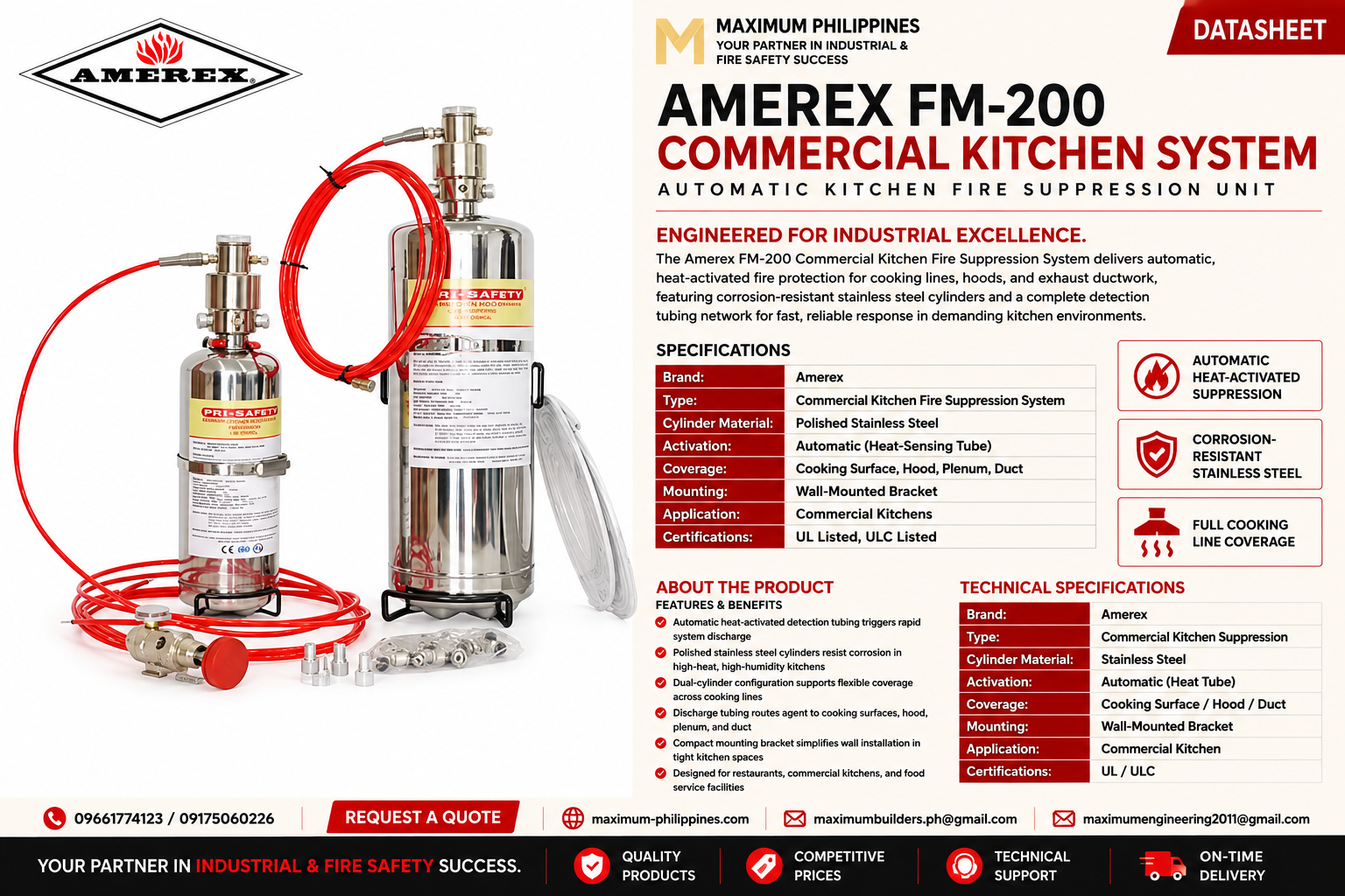 FM-200 Commercial Kitchen Fire Suppression System Brochure