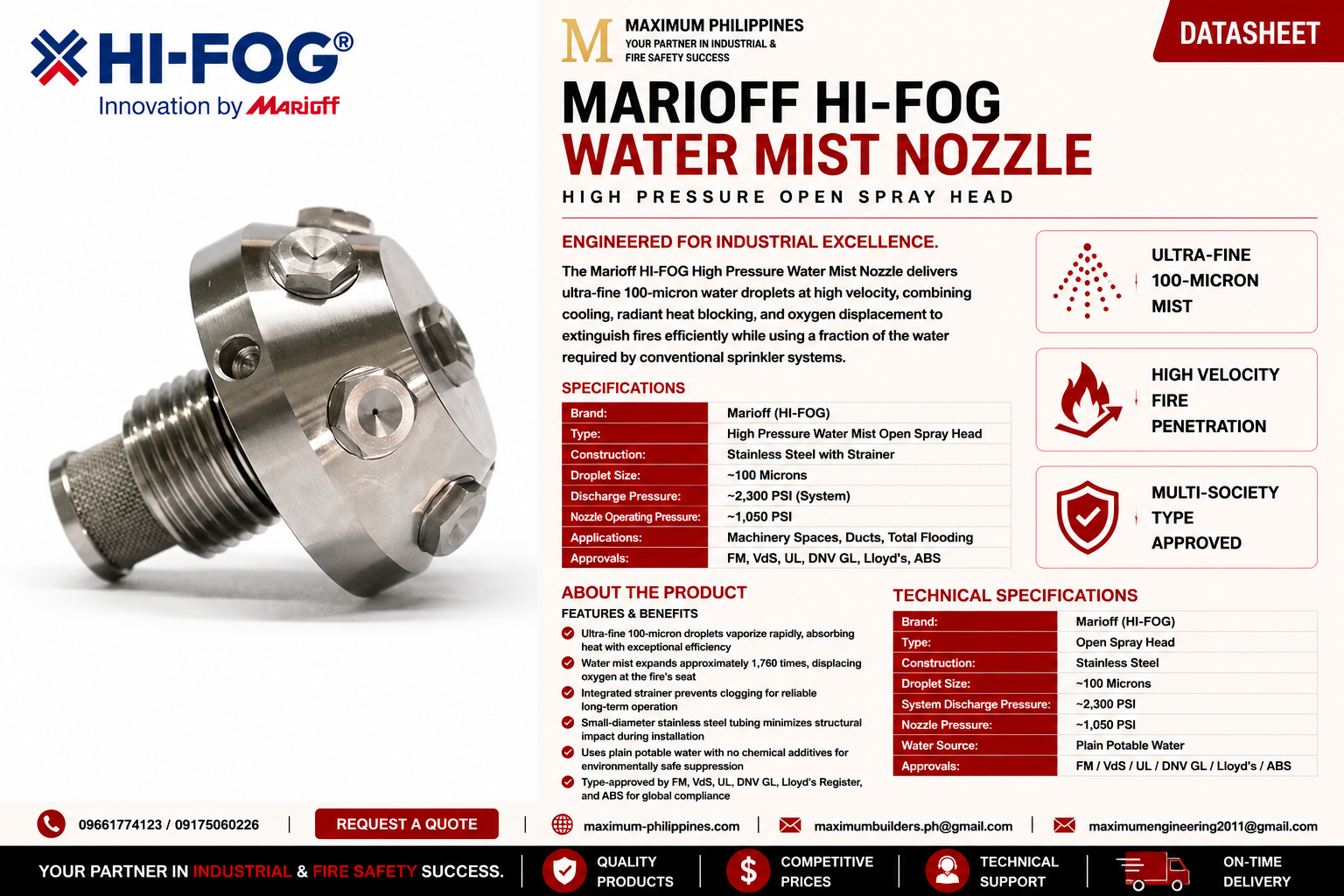 High Pressure Water Mist Nozzle Brochure
